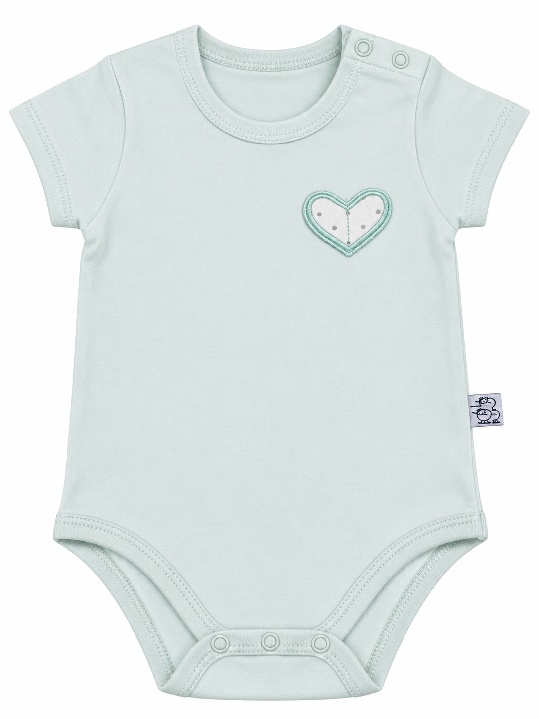 Body bébé vert menthe motif cœur, demi-manches
