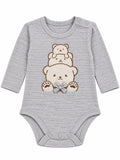 Body bébé gris à trois ours, manches longues