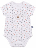 Body bébé blanc imprimé cœurs, demi-manches