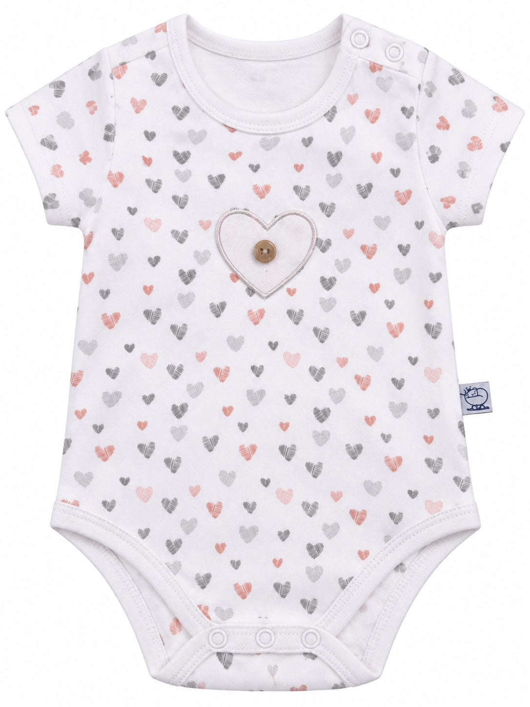 Body bébé blanc imprimé cœurs, demi-manches