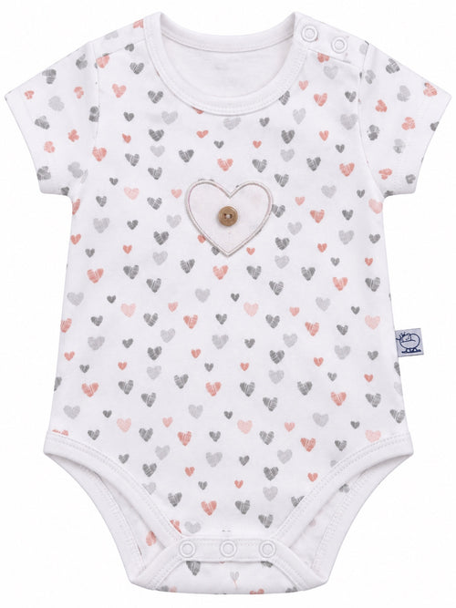 Body bébé blanc imprimé cœurs, demi-manches