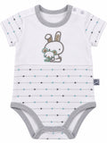 Body bébé blanc motif lapin et souris, demi-manches