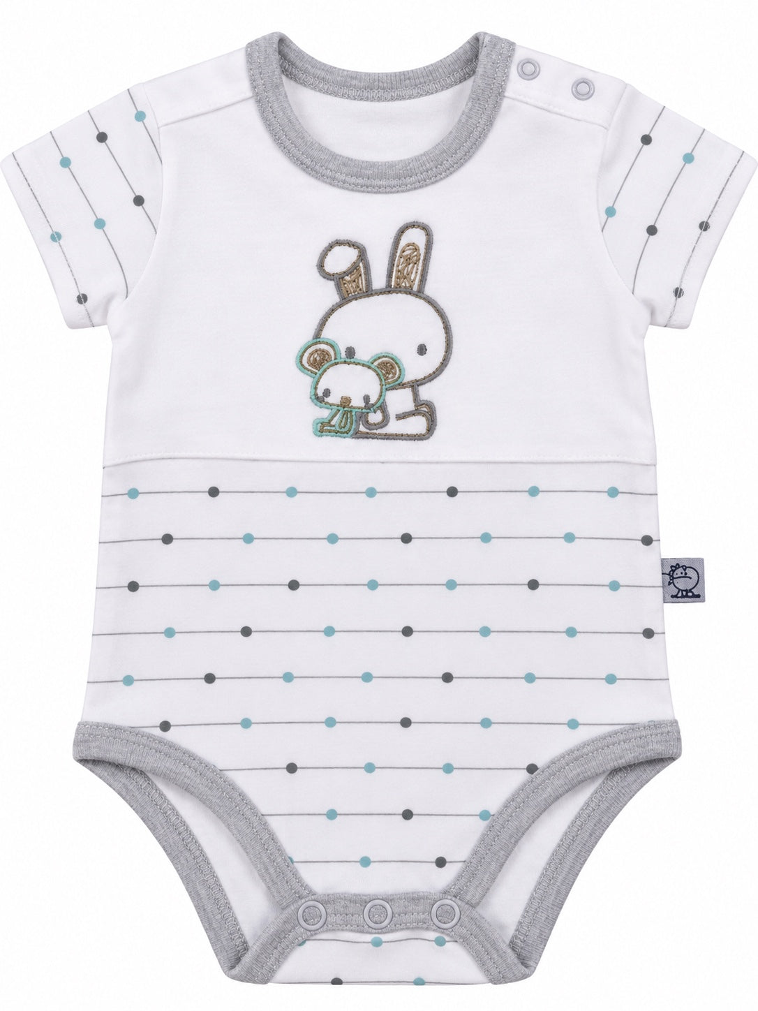 Body bébé blanc motif lapin et souris, demi-manches