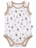 Body bébé blanc motif ours et forêt, sans manches
