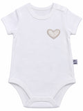 Body bébé blanc motif cœur, demi-manches
