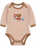 Body bébé rayé marron I Love Mom, manches longues