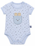 Body bébé bleu clair motif lapin, demi-manches