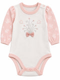 Body bébé blanc et rose floral, manches longues