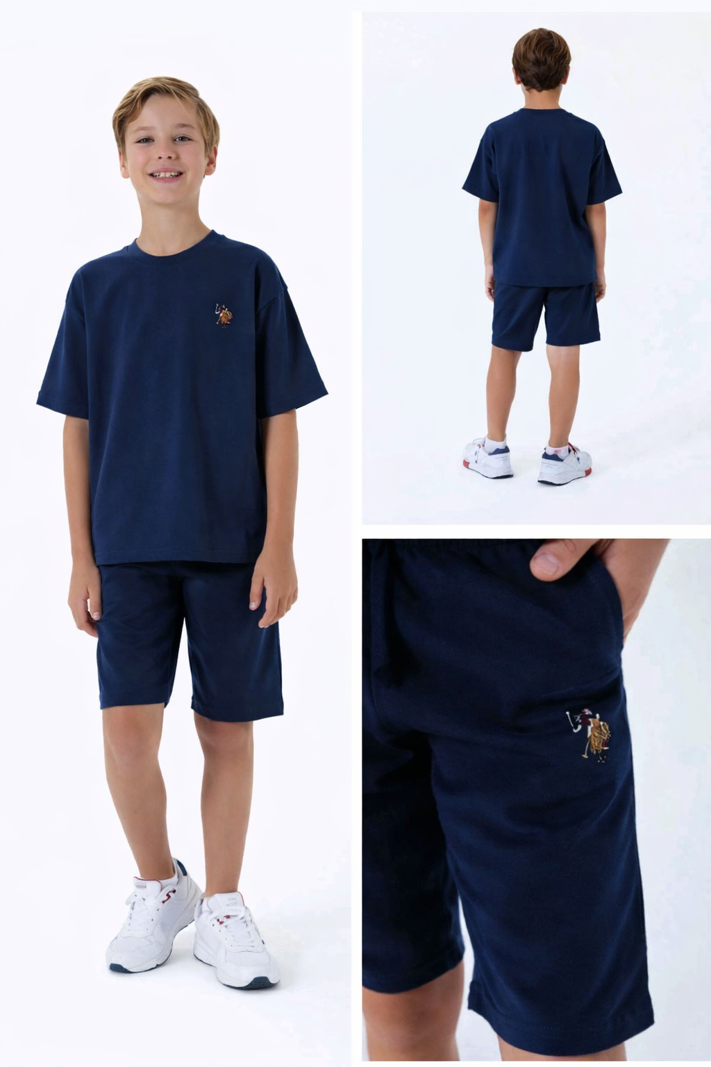 Ensemble garçon US Polo bleu marine t-shirt et short