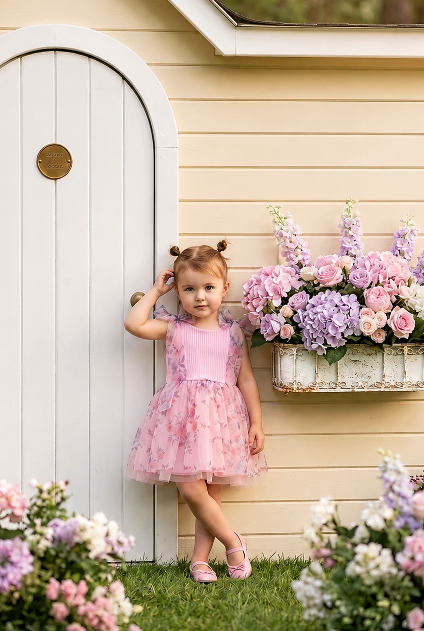 Robe fille fleurie en tulle – 2 à 5 ans