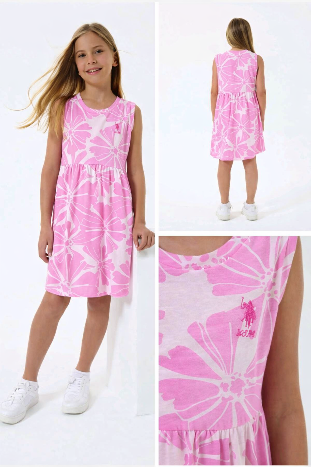 Robe fille US Polo rose – 4 à 9 ans