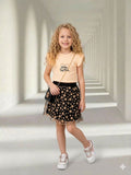Ensemble fille top beige avec jupe – 2 à 8 ans