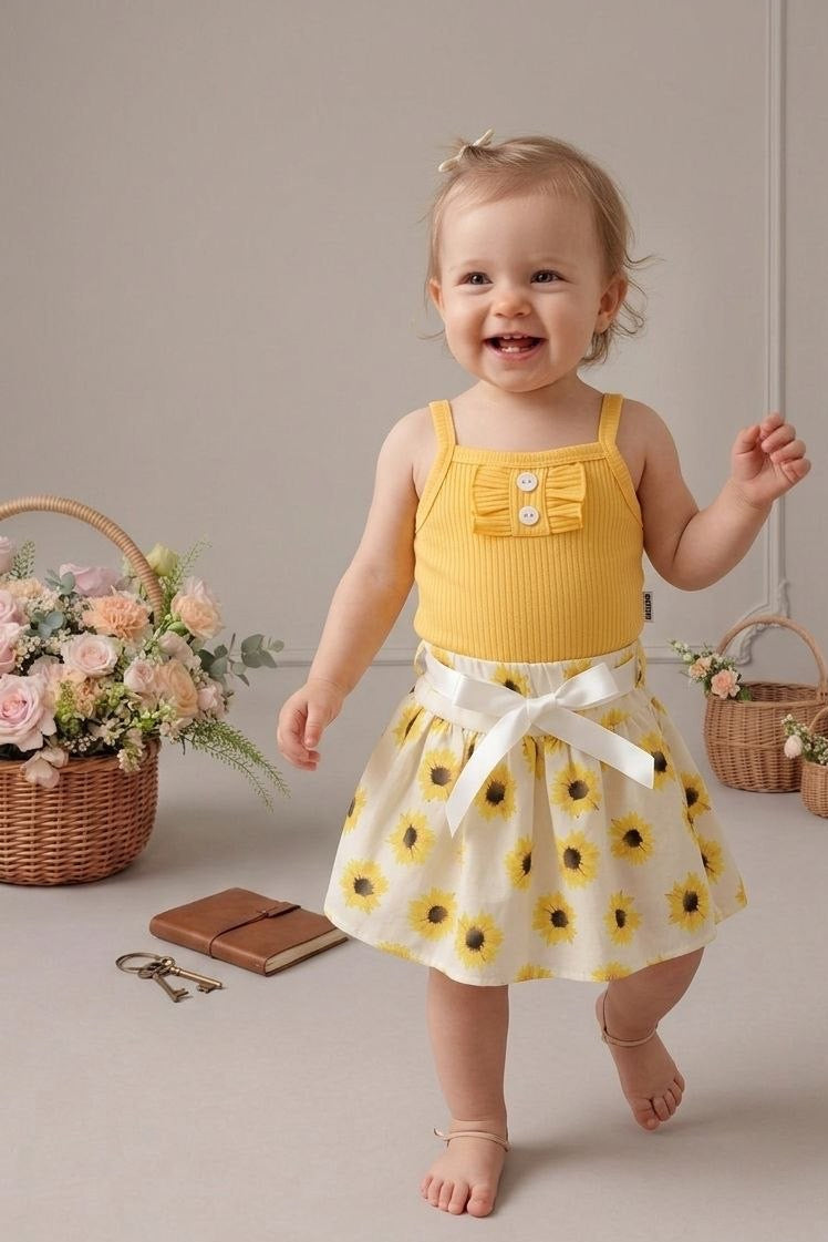 Ensemble bébé fille top avec jupe fleurie – 6 à 18 mois