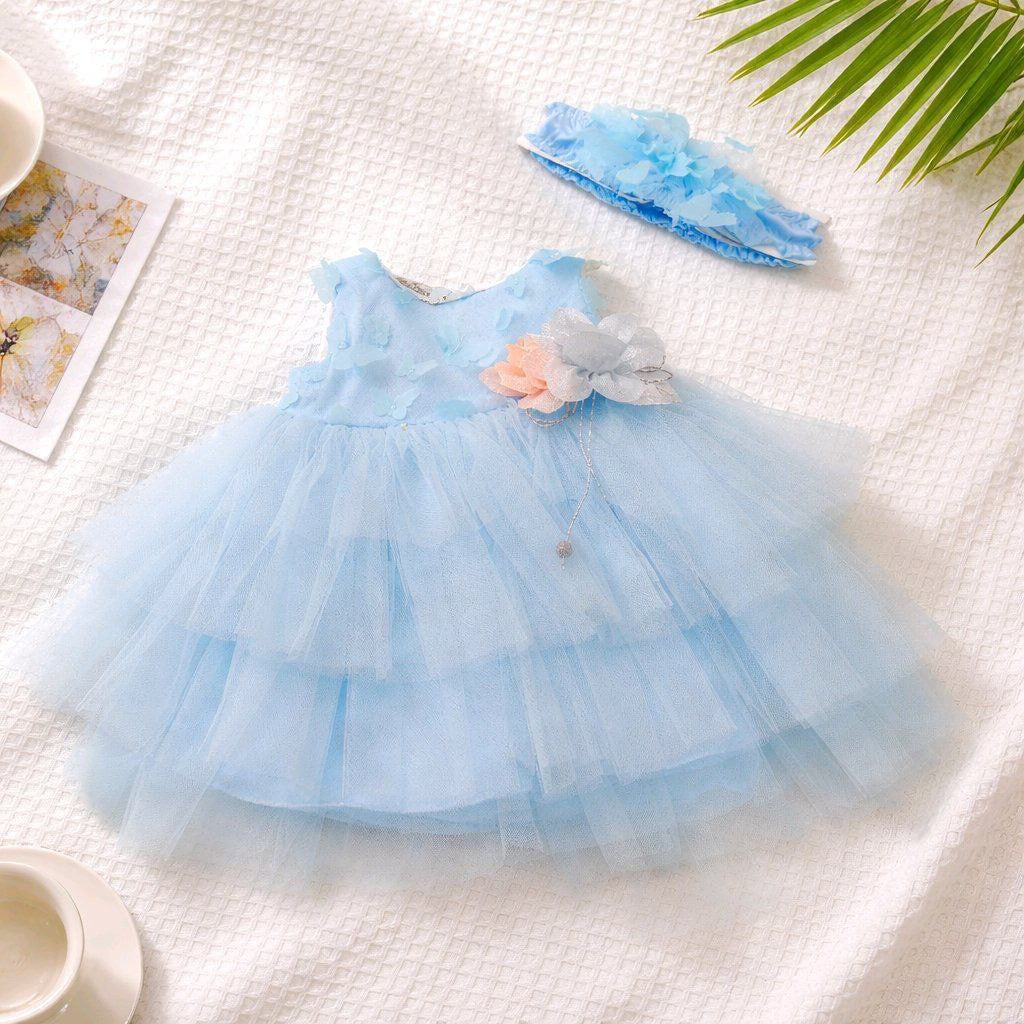 Robe petite fille bleu ciel  – 6 à 24 mois