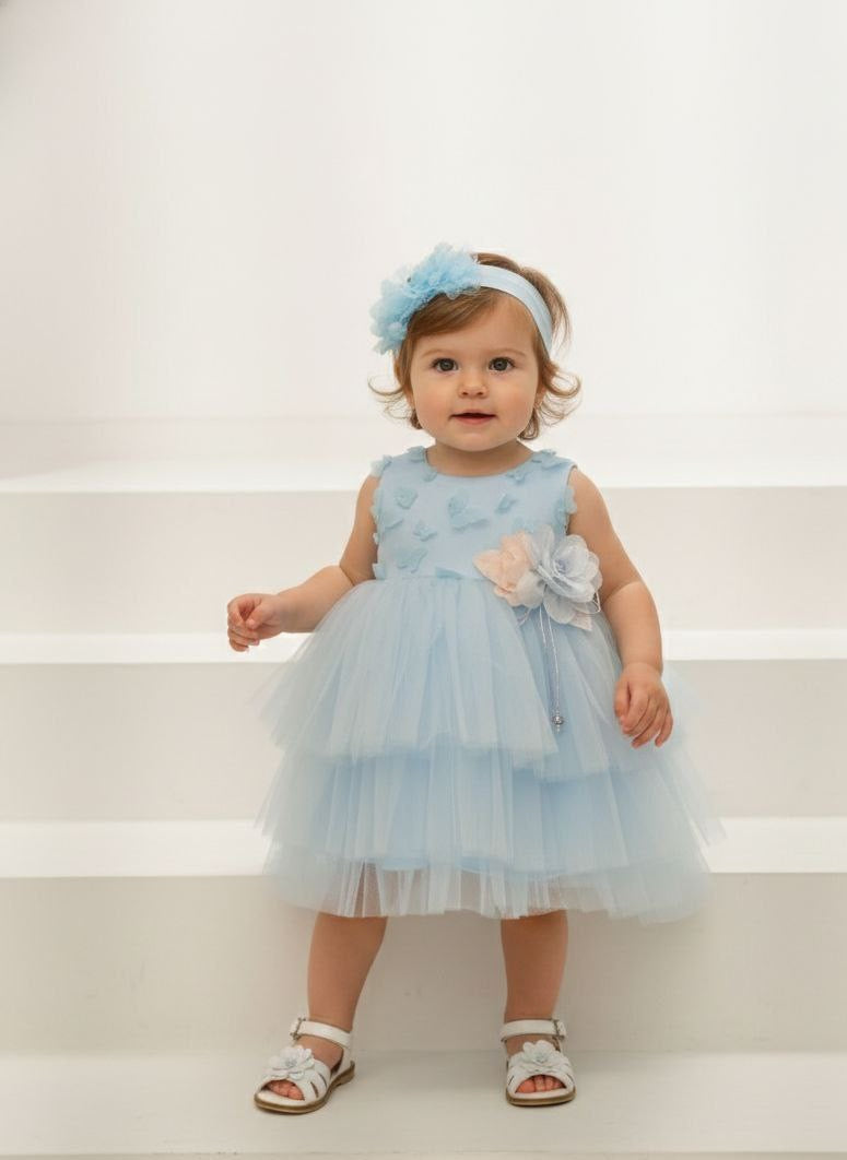 Robe petite fille bleu ciel  – 6 à 24 mois