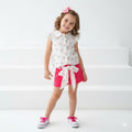 Ensemble fille chemisier fleuri avec short rose – 2 à 5 ans