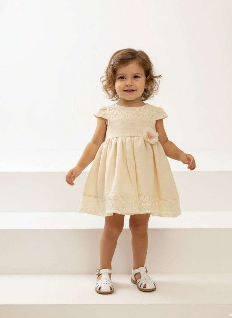 Robe petite fille beige – 6 à 24 mois