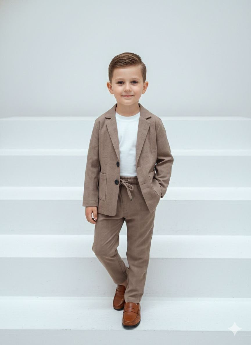 Ensemble garçon costume élégant marron
