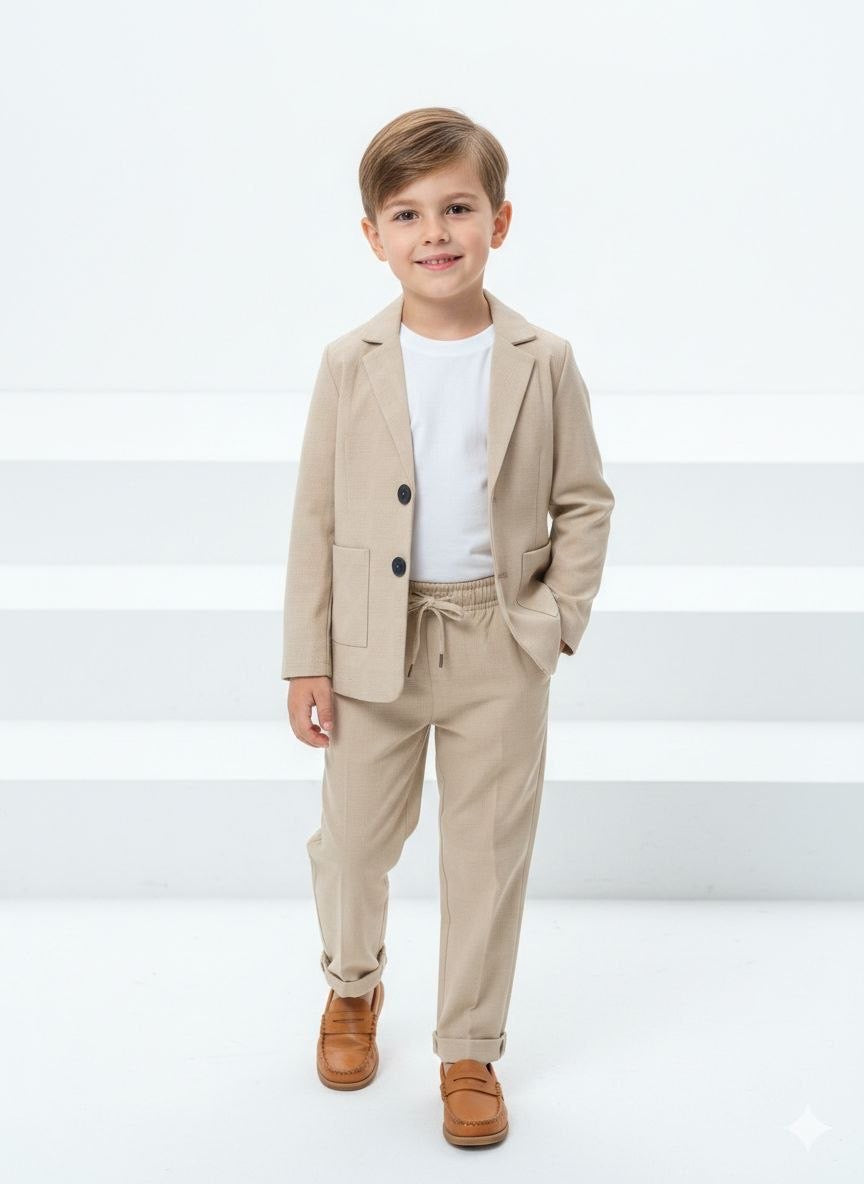 Ensemble garçon costume élégant beige
