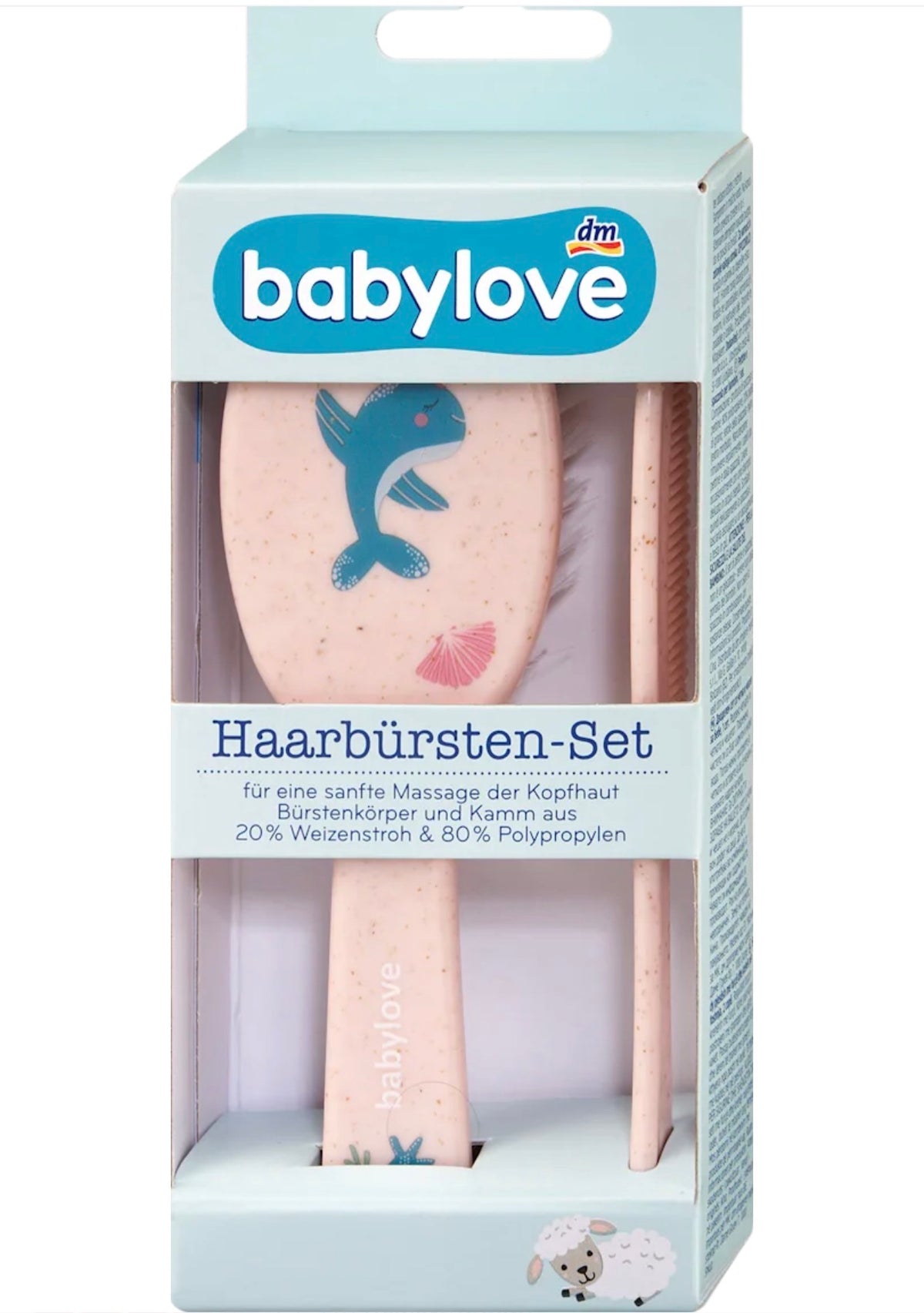 babylove – Kit brosse et peigne bébé rose narval – emballage