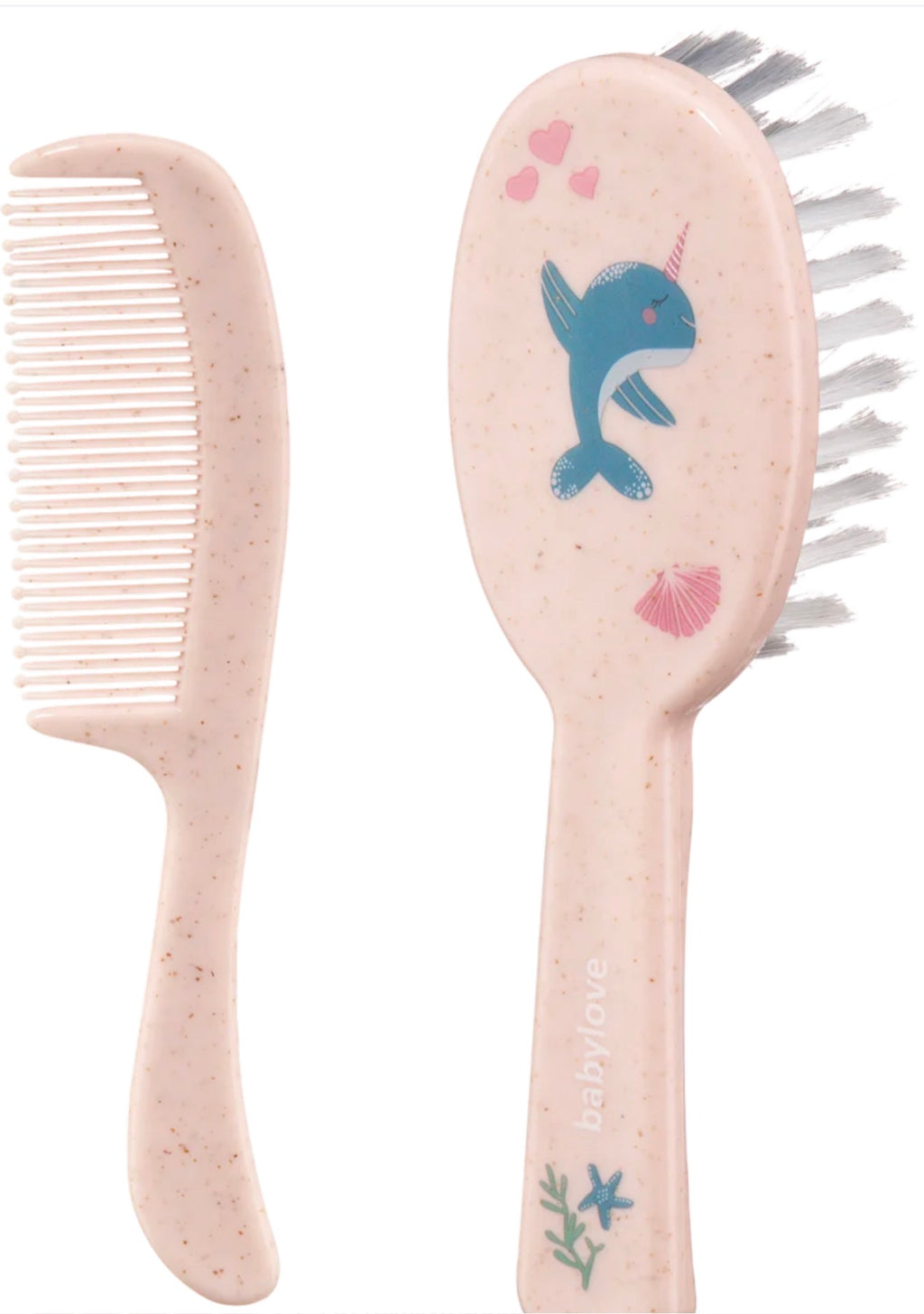 babylove – Kit brosse et peigne bébé rose narval