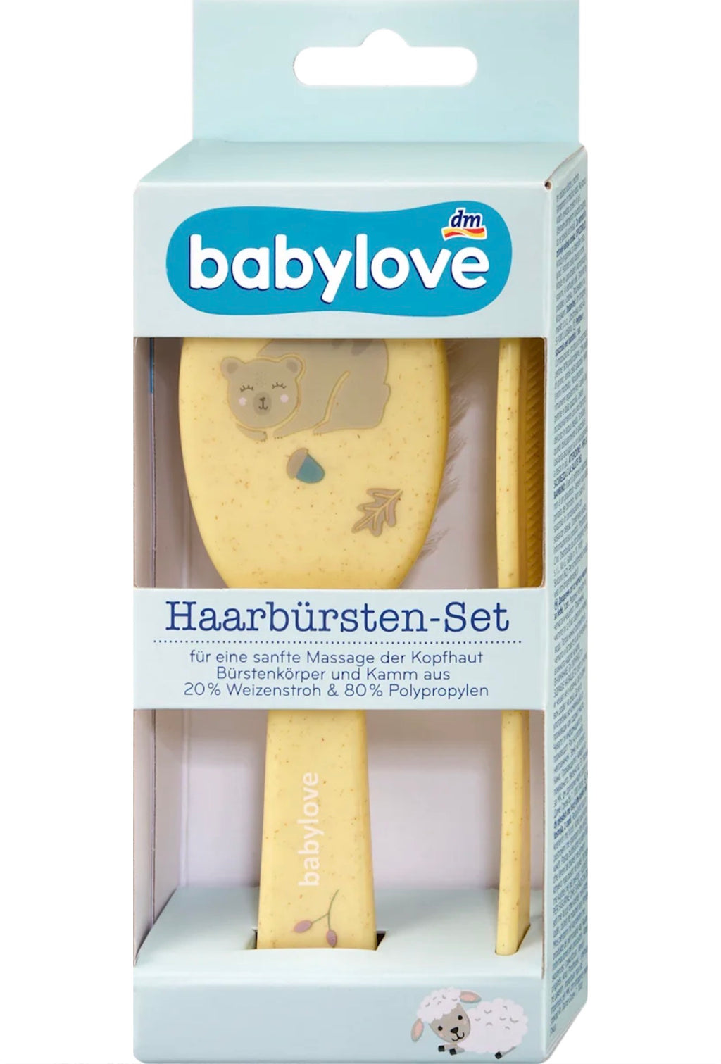 babylove – Kit brosse et peigne bébé jaune ours – emballage