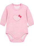 Body bébé rayé rose avec cœur et nœud