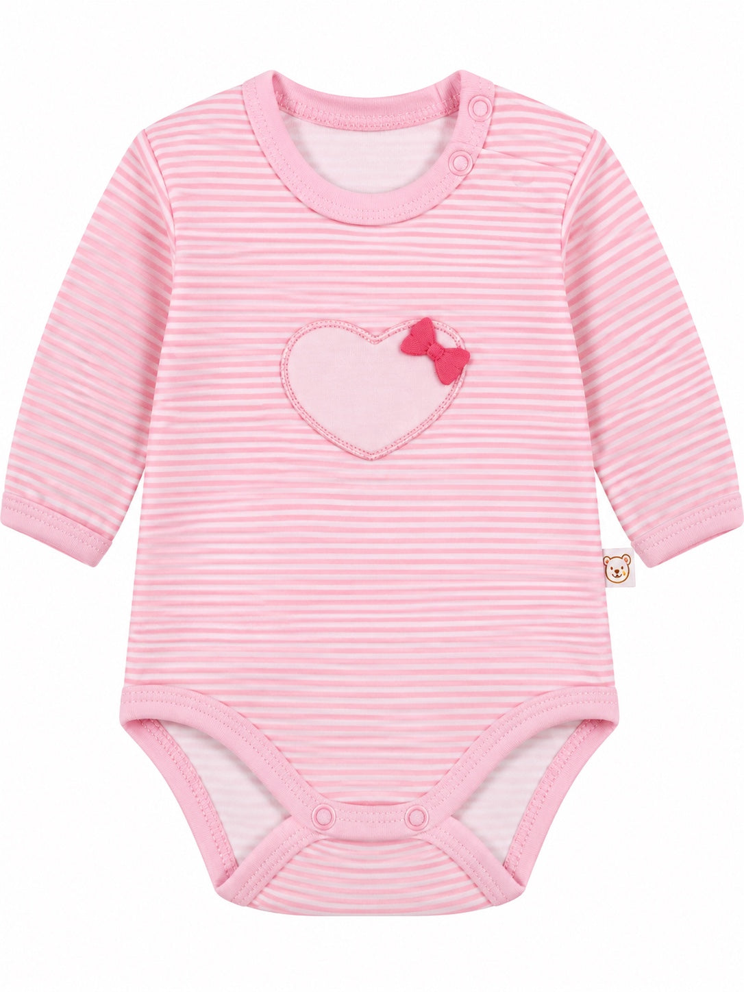 Body bébé rayé rose avec cœur et nœud