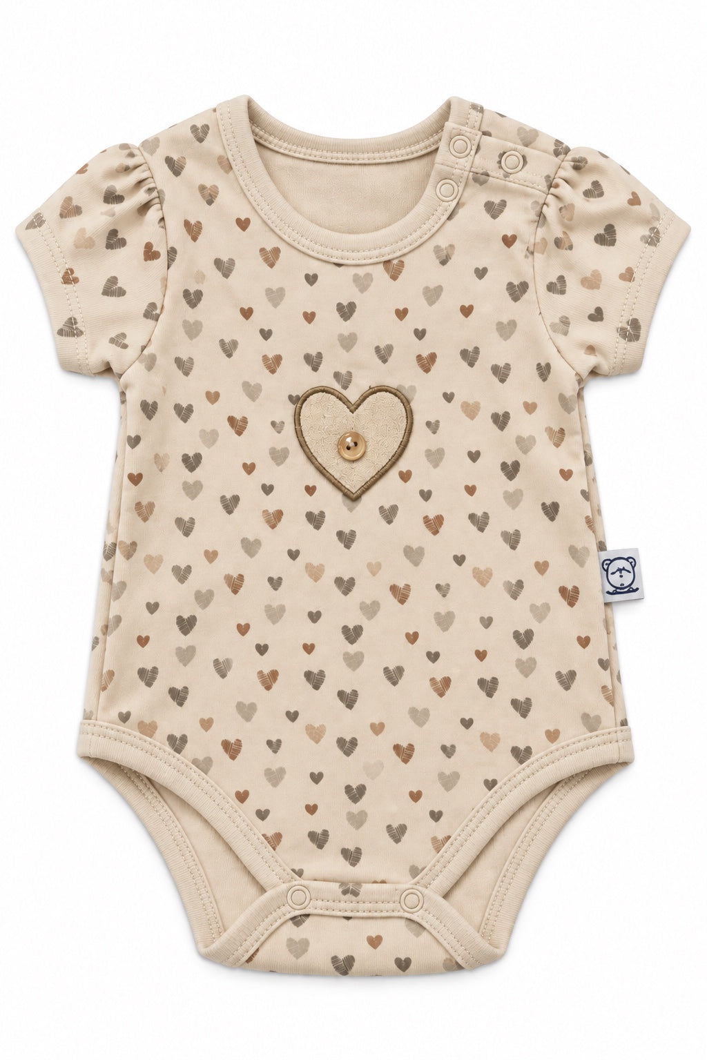 Body bébé beige imprimé cœurs