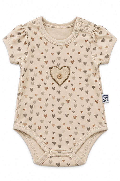 Body bébé beige imprimé cœurs