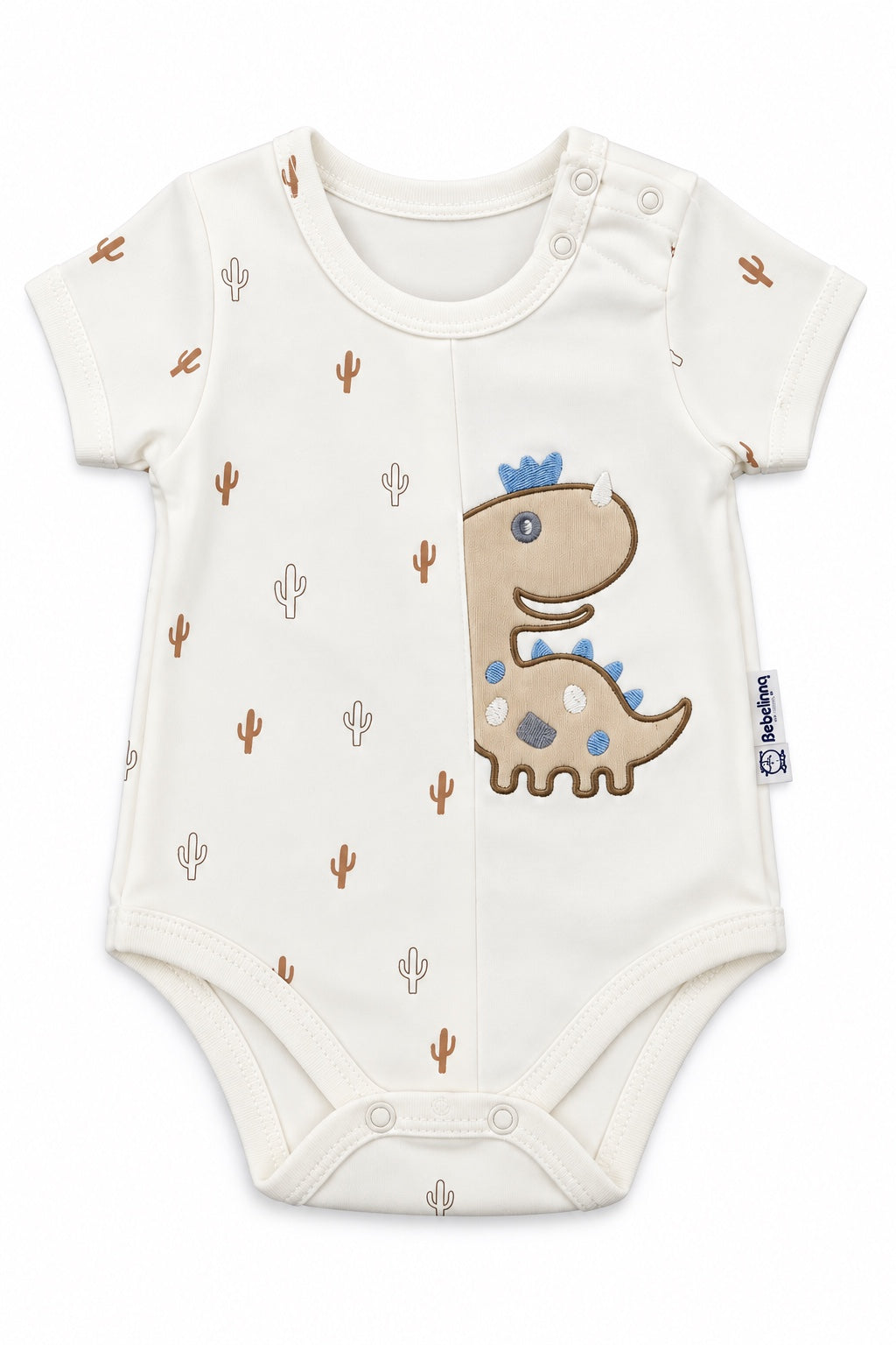Body bébé écru motif dinosaure brun