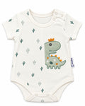 Body bébé écru motif dinosaure vert