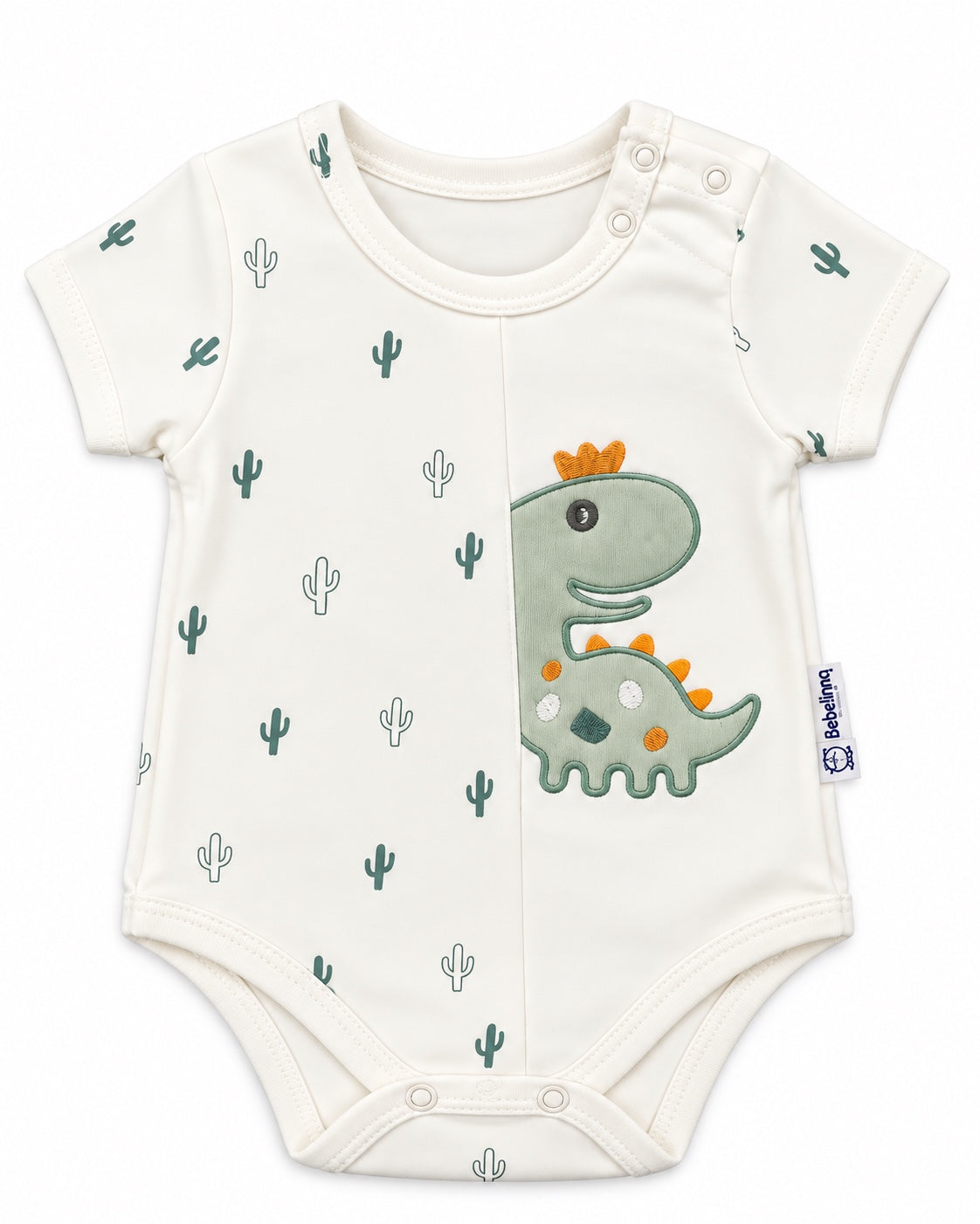 Body bébé écru motif dinosaure vert