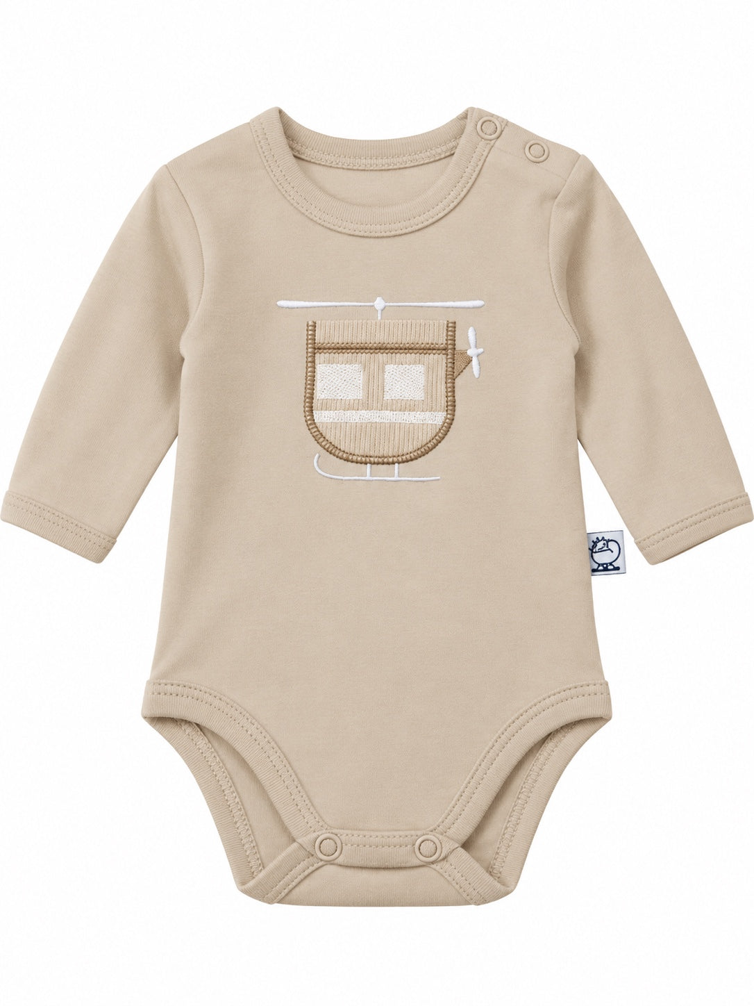 Body bébé beige motif hélicoptère