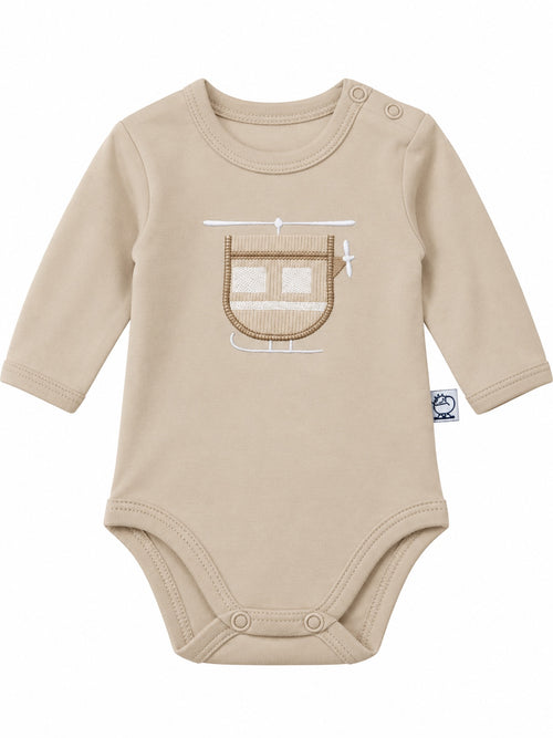 Body bébé beige motif hélicoptère