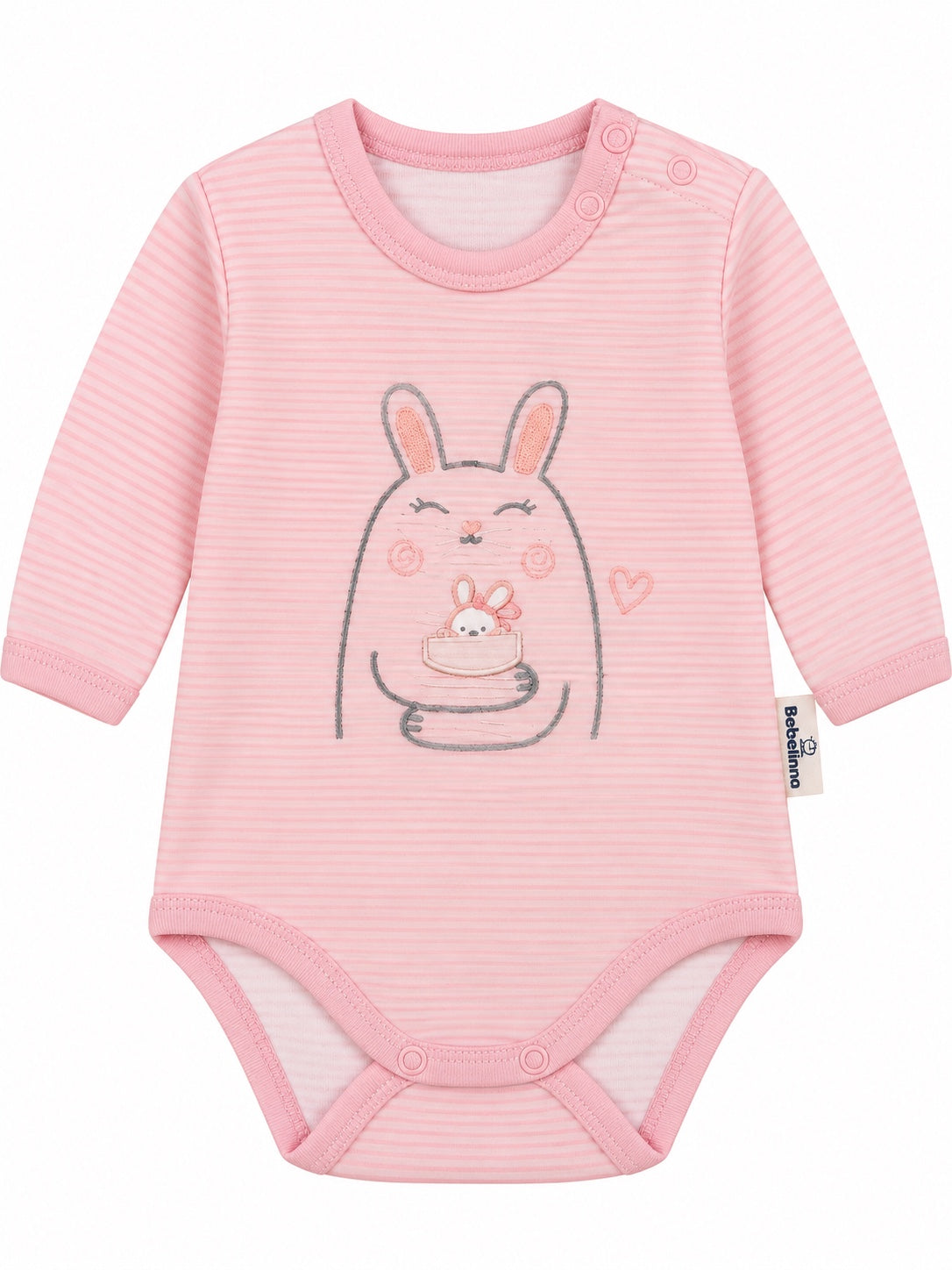 Body bébé rayé rose motif lapin