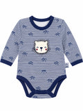 Body bébé rayé bleu marine motif lion
