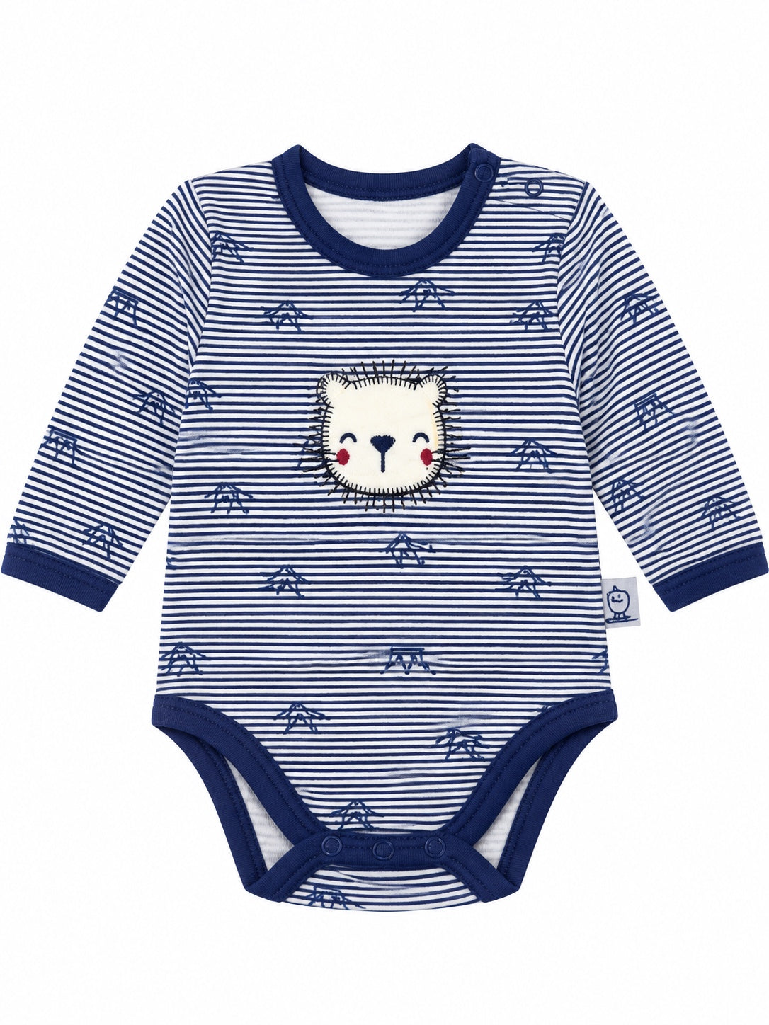 Body bébé rayé bleu marine motif lion