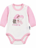 Body bébé blanc et rose motif ourson au chapeau