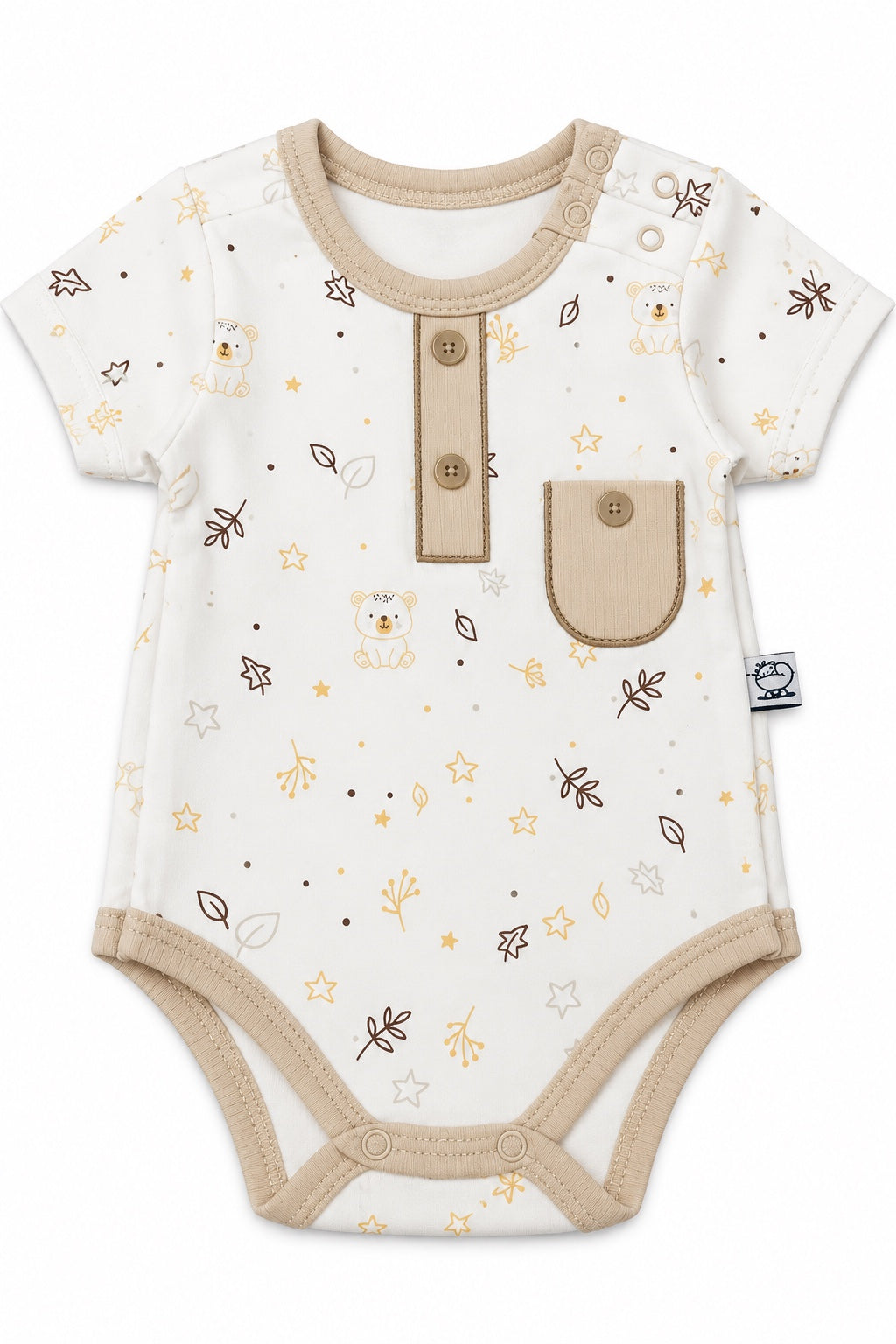 Body bébé écru motif oursons à poche