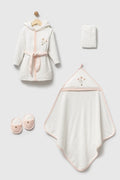 Coffret bain bébé fleurs blanc et rose