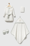 Coffret bain bébé fleurs blanc et vert d’eau