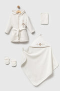 Coffret bain bébé losanges blanc et beige