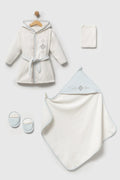 Coffret bain bébé losanges blanc et bleu ciel