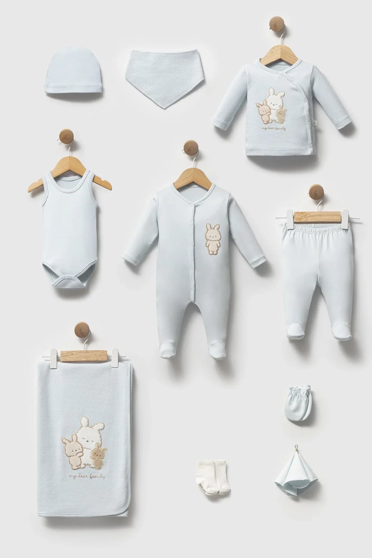 Coffret de naissance Bebelinna lapins bleu ciel