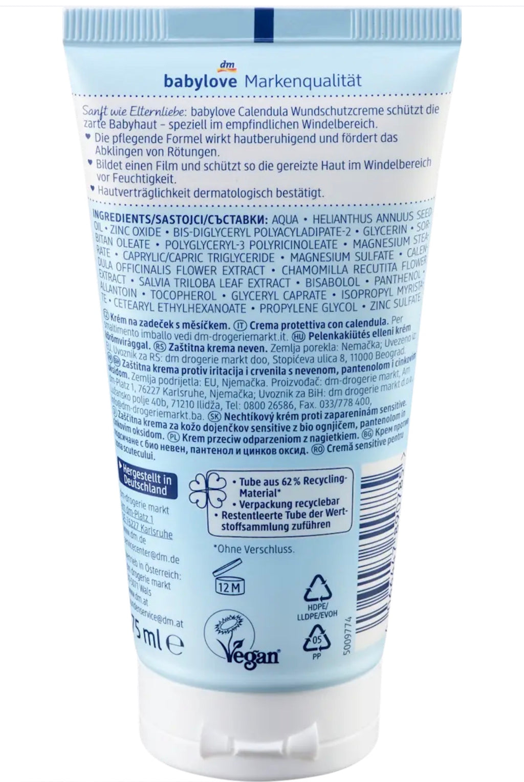 Crème de change bébé au calendula sensitive – 75 ml