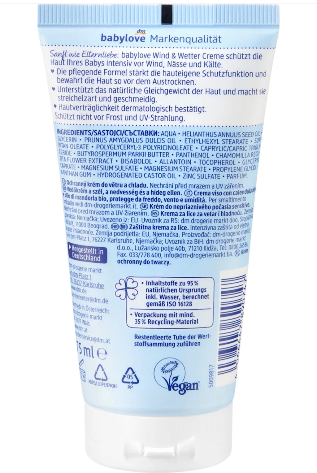 Crème protectrice bébé vent et froid sensitive – 75 ml