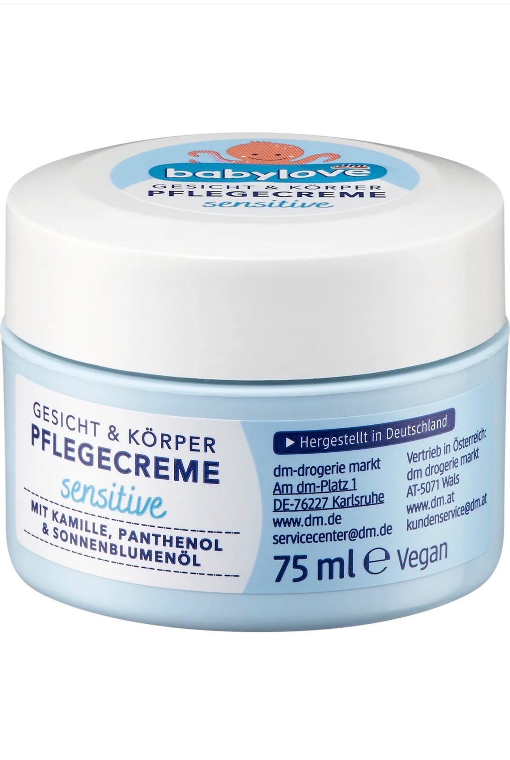 Crème hydratante bébé visage et corps sensitive – 75 ml