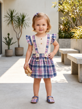 Ensemble bébé fille avec jupe à carreaux et bretelles