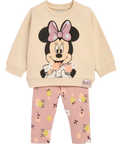 Ensemble bébé sweatshirt crème Minnie et legging rose fleuri